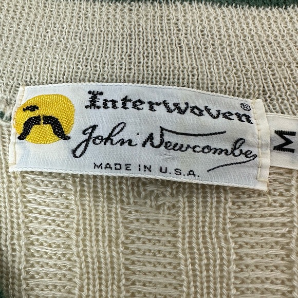 Vintage 70s John Newcombe Interwoven Tennis Cardigan Sweater Mens Sz M USA RARE! - Picture 4 of 4